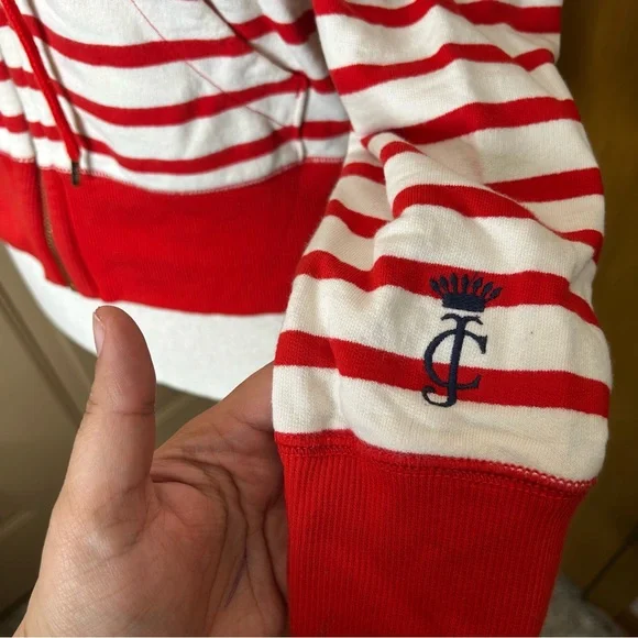 Juicy Couture Red and Cream Striped Zip Up Hoodie - Picture 7 of 12